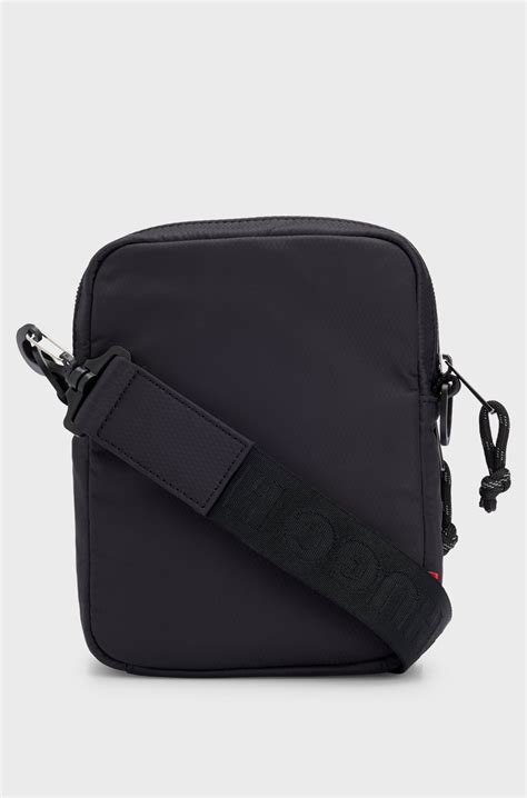 HUGO - Reporter bag with contrast logo and mesh overlay - Black