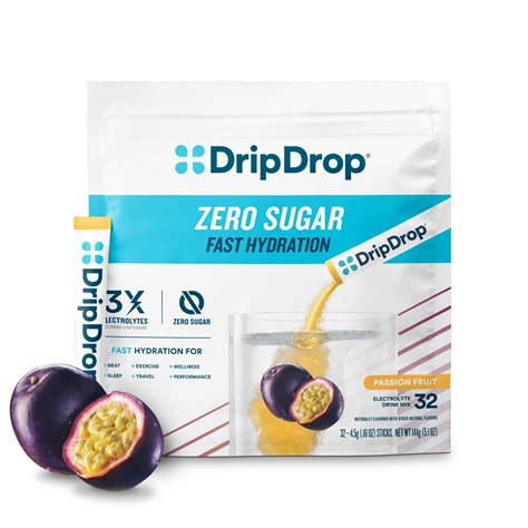 Dripdrop Sugar Free Hydration Packets Zero Passion Fruit Single Serve ...