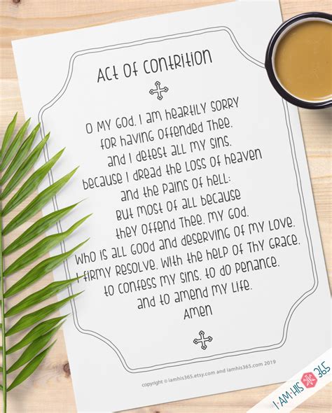 Act Of Contrition Prayer Printable