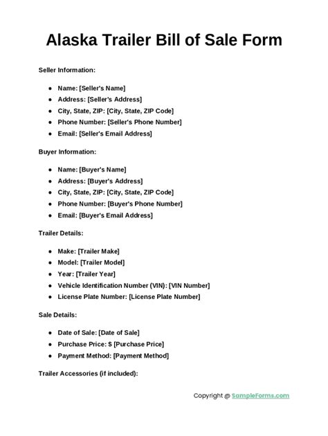 Alaska Recreational Vehicle (RV) Bill of Sale Doc Template | pdfFiller