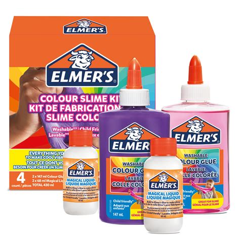 Elmers Colour Slime Kit 2109506 - Washable PVA Glue & Activator - 4 ...