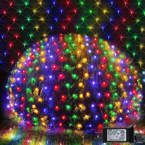 Colorful Christmas Net Lights Outdoor Mesh Lights, 14.8ft x 5ft 300 LED ...
