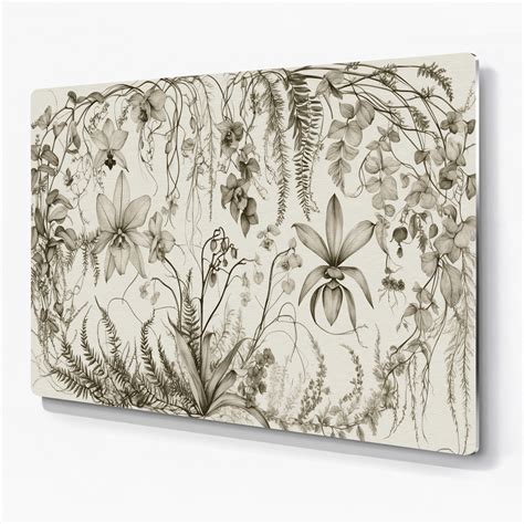 Hokku Designs Botanical Line Art Botanical Drawings Beige Metal Wall ...