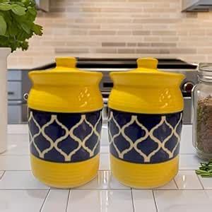 Buy Kraftlik Handicrafts Pure Ceramic Pickle Jars With Unique Lids ...