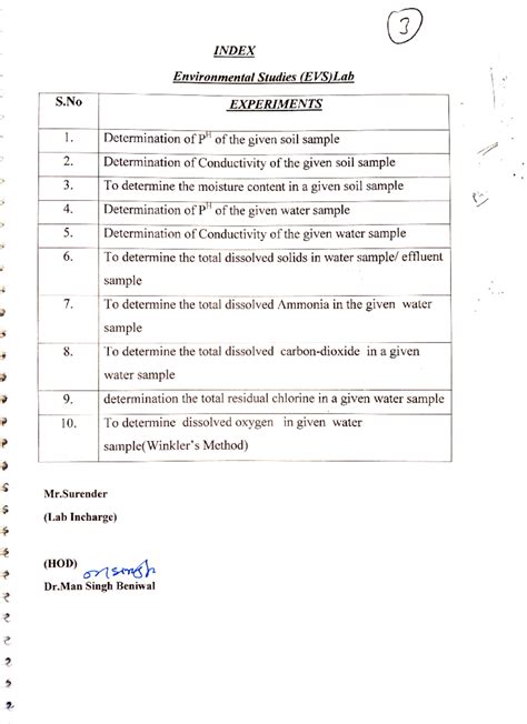 EVS 101 Lab Manual: Essential Experiments and Guidelines - Studocu