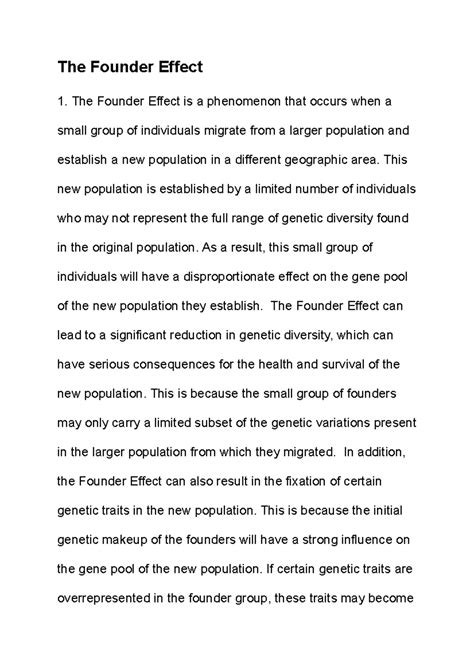 The founder effect - Notes - The Founder Effect The Founder Effect is a ...