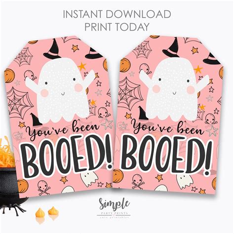 You've Been Booed Printable Tag, Halloween Activity, You've Been Booed Gift Tags, Neighborhood ...