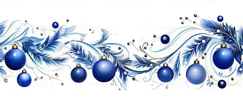 Blue Christmas Ornaments Border