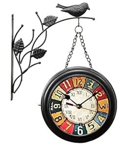 Buy SELLPLUS Metal Vintage Double Side Hanging Bird Wall Clock 8 inch ...