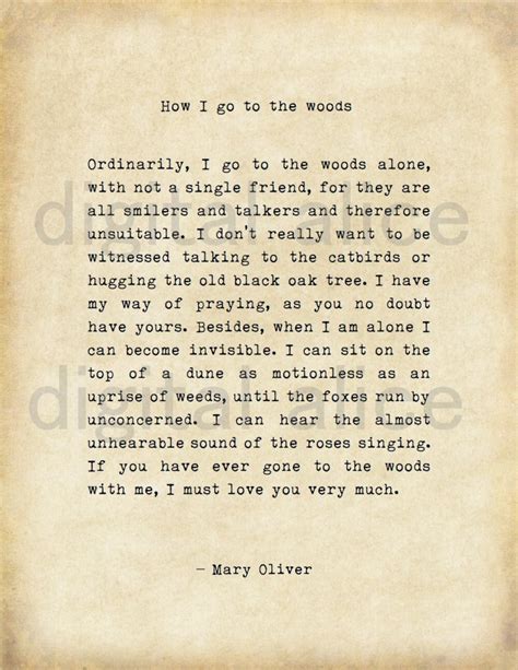 VINTAGE TYPEWRITER PRINT Life Quote- How I Go to the Woods - Mary ...