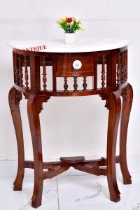 QA Antique Handicraft QA Antique Look Solid Teak Wood With Marble Top ...