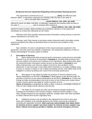 Reciprocal Services Agreement for Communication Routing - Blank ...