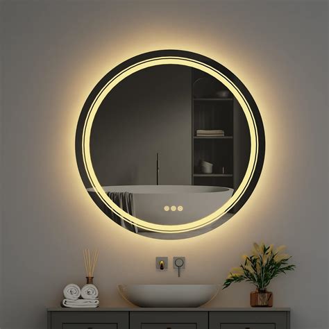 Wisfor Espejo de pared LED para baño: espejos inteligentes redondos ...