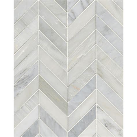 Hampton Carrara Polished Chevron Marble Mosaic Tile - The Tile Shop