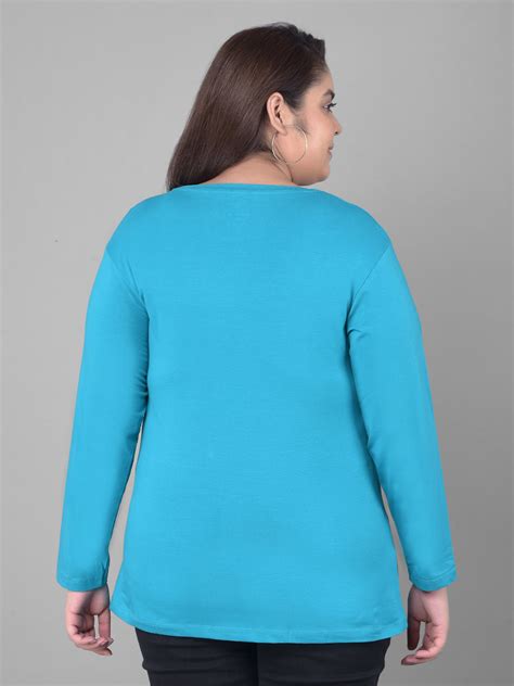 Comfort Lady Regular Fit Round Neck Plain Full Sleeve Plus Size T-Shir ...
