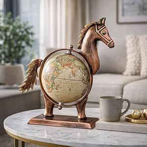 CraftVatika Home And Office Decorative Globe Metal Horse Table Top ...