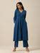 Classic Blue Slub Texture Overlap Pleat Kurta Pant Set