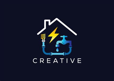 Creative and minimal colorful plumbing and electrical logo template. Modern plumbing and ...