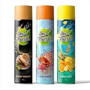 DEOFRESH Air Freshener Spray 300 ml Pack of 3, Woody + Aqua + Citrus ...