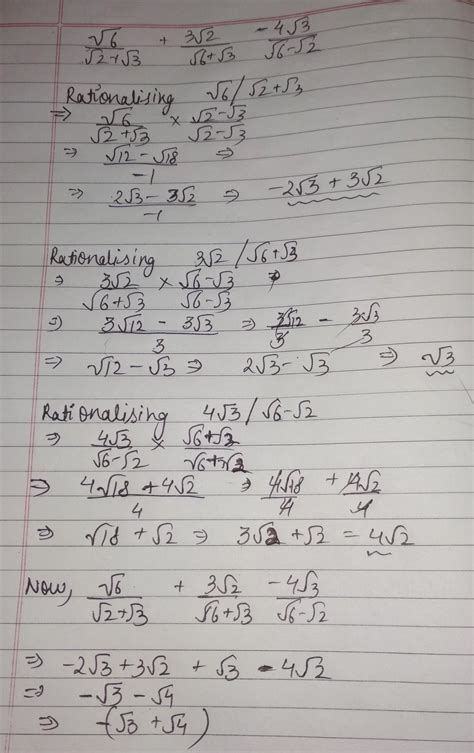 Simplify root 6/root 2+root 3+3 root 2/root 6+root 3-4root 3/root 6 ...