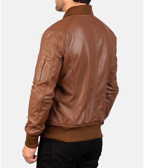 Men's MA-1 Flight Bomber Brown Leather Jacket - Jackets Masters