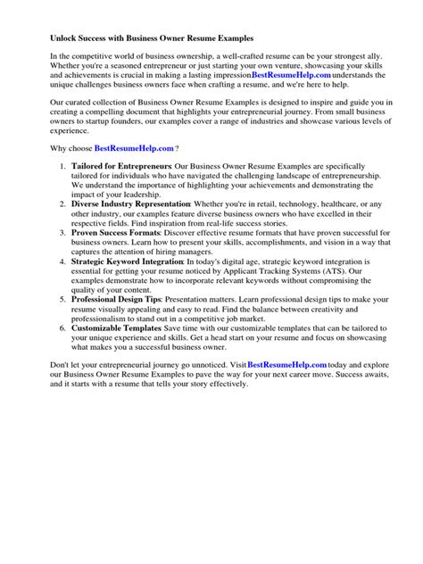 Business Owner Resume 的图像结果