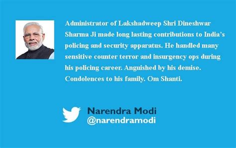 PM condoles the passing away of Shri Dineshwar Sharma, Administrator of ...