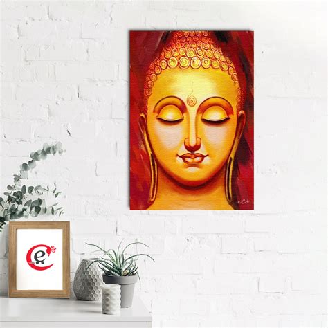Spiritual Gautam Buddha Original Design Canvas Printed Wall Painting ...