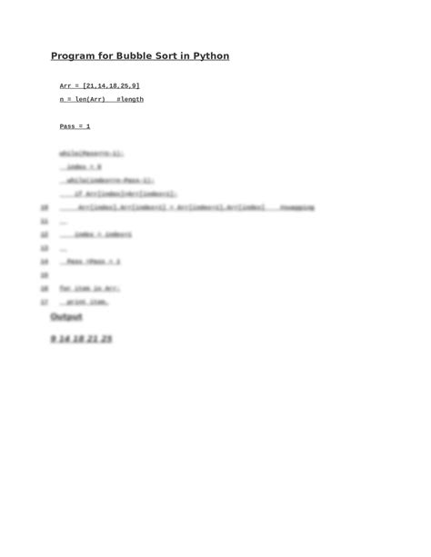 Image result for Bubble Sort Python Program