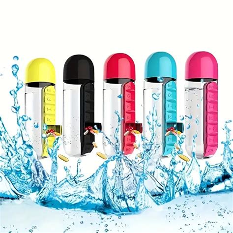 2-in-1 Pill Organizer Water Bottle with Weekly Medicine Box | Travel ...