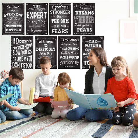 Whaline 20 Pack Motivational Classroom Posters, Chalkboard Design ...