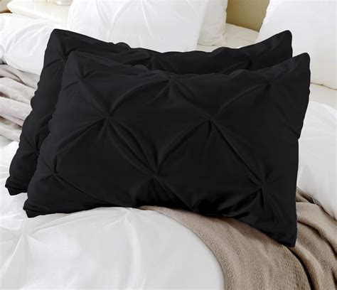 Amazon.com: King Pillow Shams Set of 2 Pinch Pleated Black Pillow Shams ...