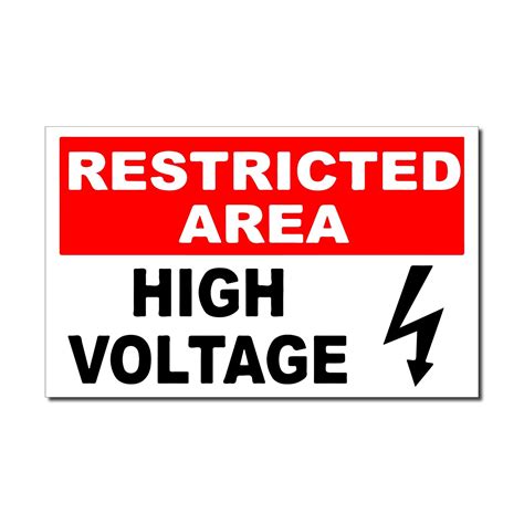 SIGN EVER Restricted Area High Voltage Information Printed Sign Sticker ...