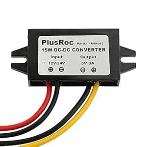 PlusRoc Waterproof 12V/24V to 5V Converter DC-DC Step Down Module Power ...