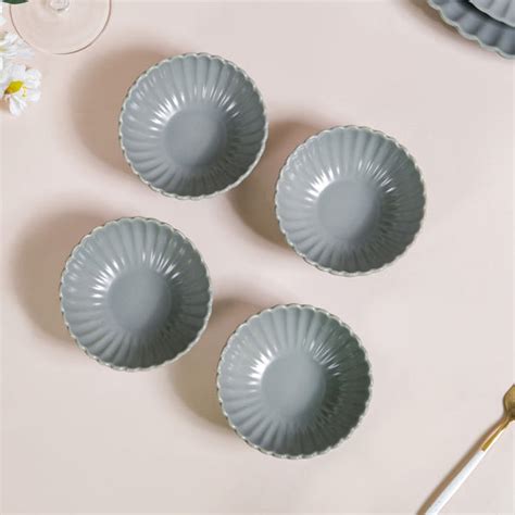 Set Of 4 Grey Scallop Side Bowls 250ml Online - Premium Snack Bowl ...