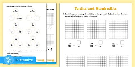 👉 Interactive PDF Y4 WRM Decimals: Tenths and Hundredths