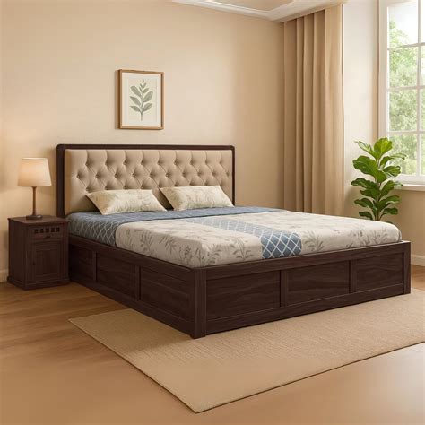 SONA ART & CRAFTS Solid Sheesham Wood Queen Size Bed with Box Storage ...