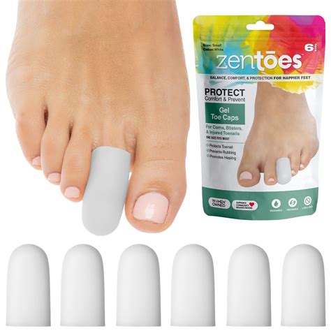Buy ZenToes 6 Pack Gel Toe Cap and Protector - Cushions and Protects to ...