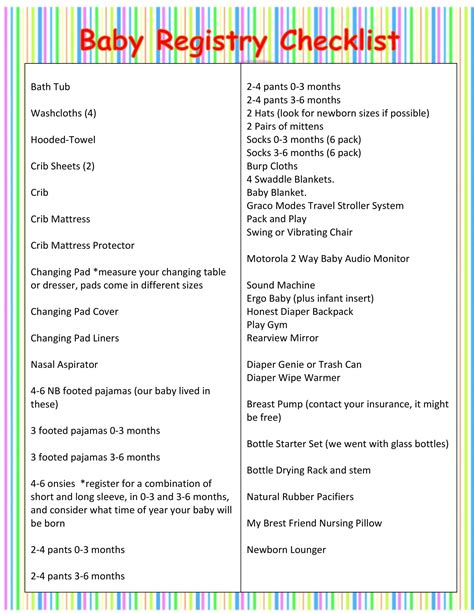 Baby Registry Template