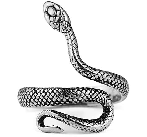 Buy Vientiq Adjustable Oxidised Silver Snake Finger Ring for Men/Women ...