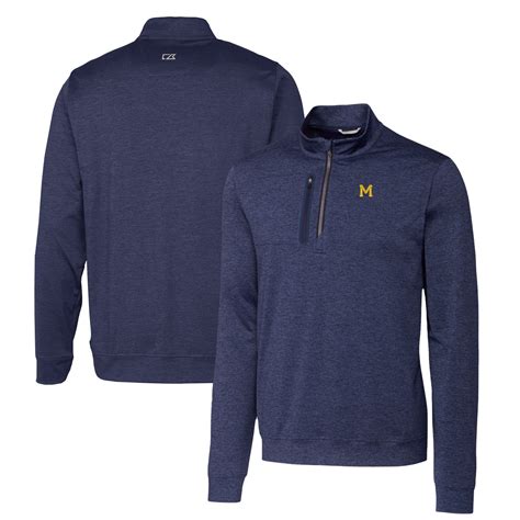 Men's Cutter & Buck Navy Michigan Wolverines Heathered Vault Stealth ...