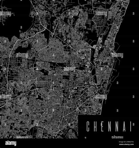 Chennai city province vector map poster. India municipality square ...