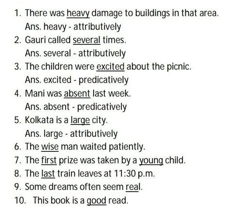 EXERCISE 1 Underline the adjectives and say whether they have been used ...