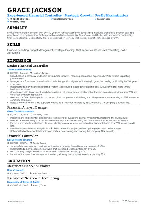 Image result for Controller Resume Examples