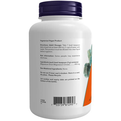 Magnesium Citrate Powder - Now Foods Canada