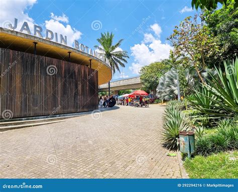 Colombia, Medellin, Exterior Facade of Botanical Gardens Building ...