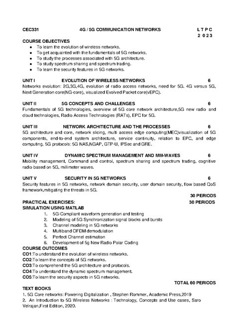 CEC331 - Comprehensive Overview of 4G and 5G Networks - Studocu