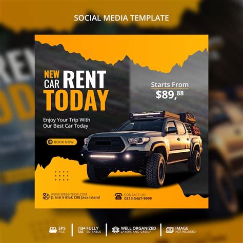 Car rental social media post template promotion | Premium Vector