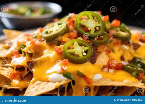 Cierre De Nachos Con Queso Fundido Y Jalapenos Stock de ilustración ...