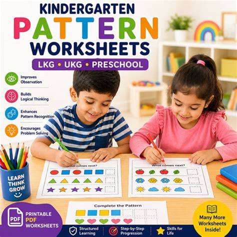 Kindergarten Pattern Worksheets PDF | LKG, UKG & Preschool – Olympiad ...